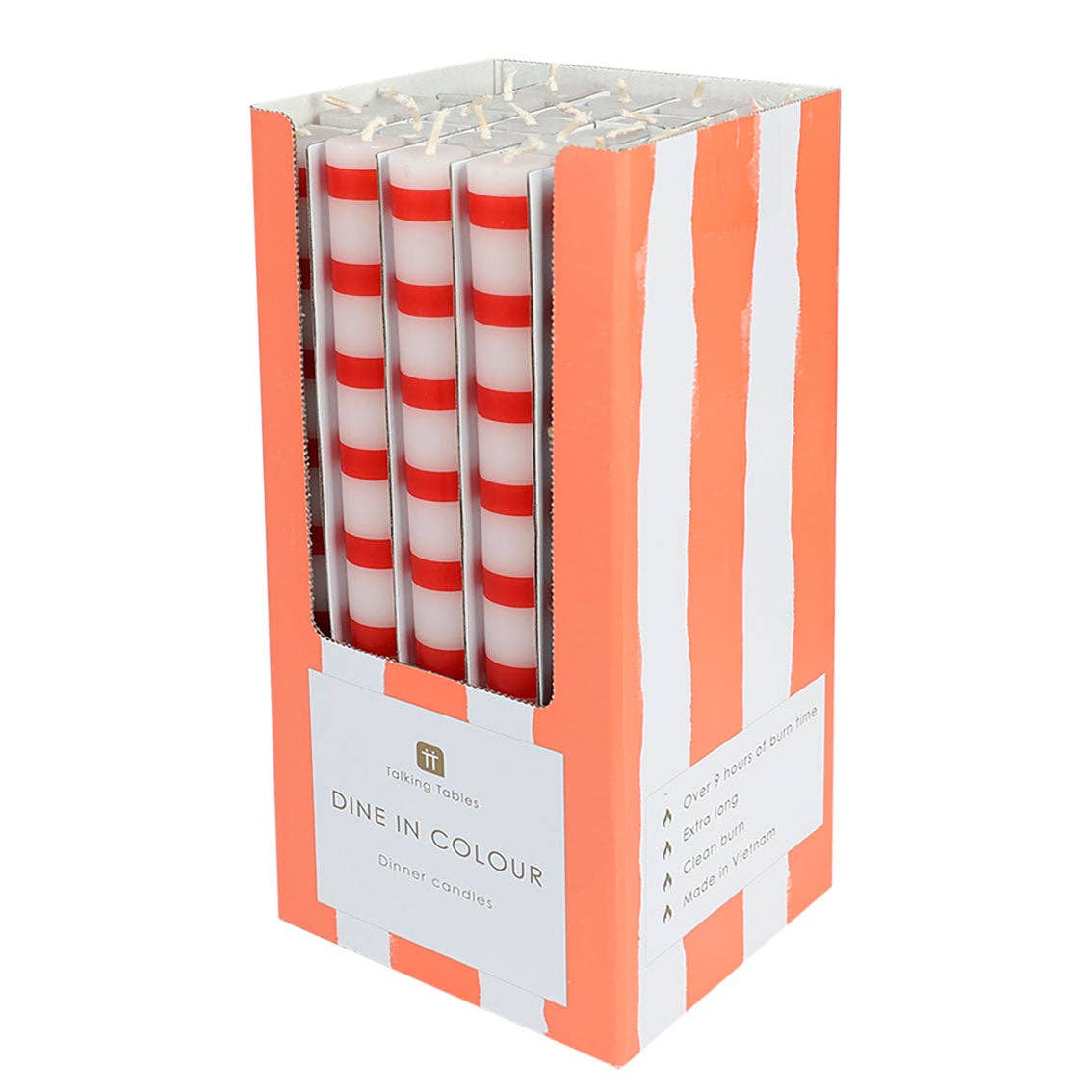 Talking Tables USA - Red & White Taper Candles | 25 Candles | POS Unit | Xmas |