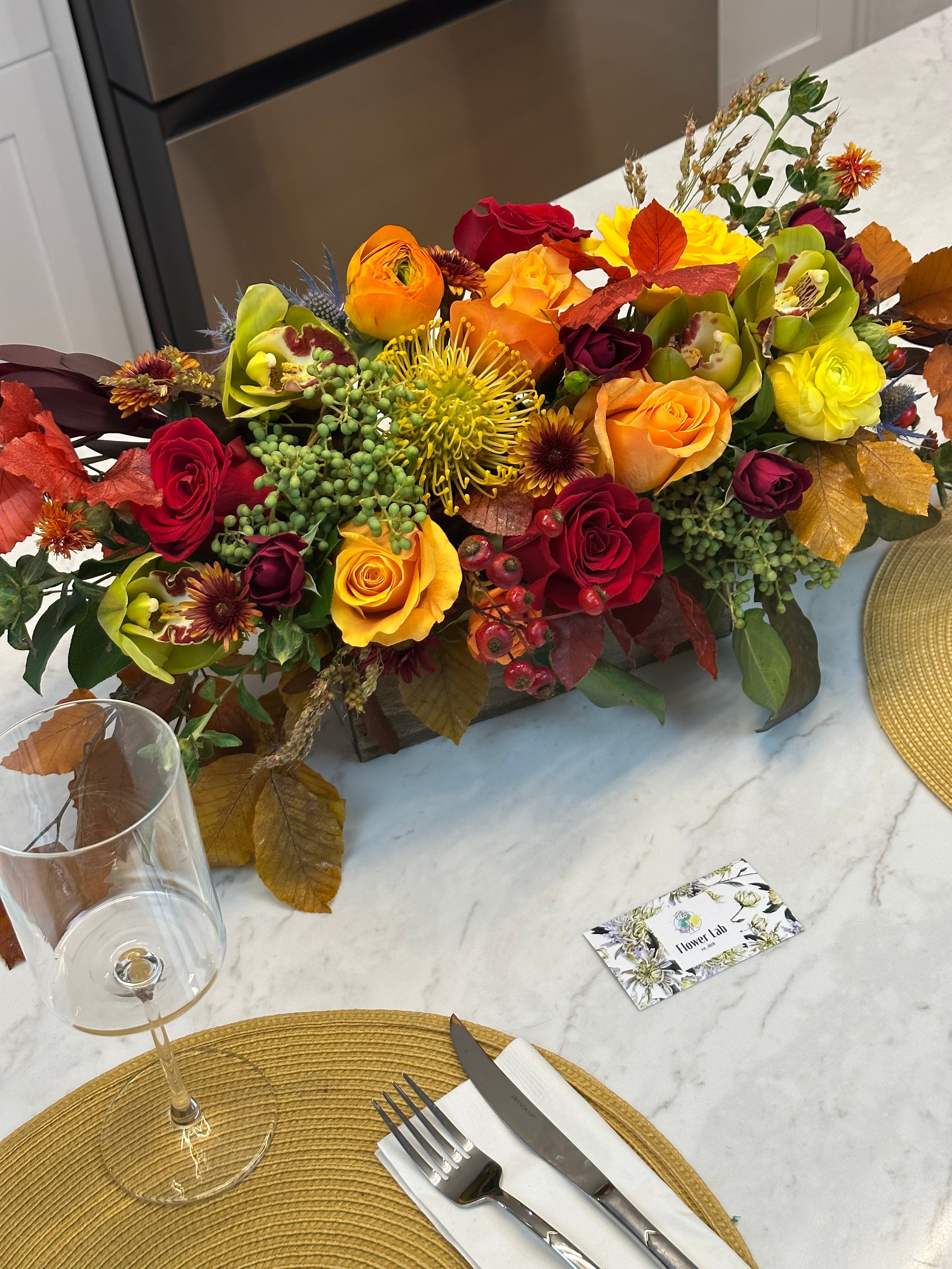 Low Profile Fall Table Centerpiece