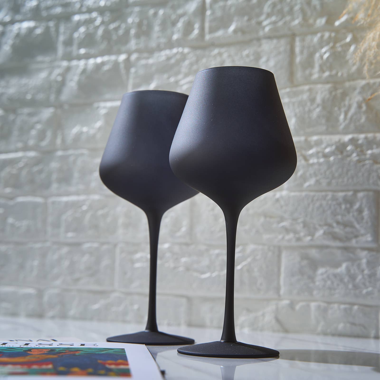 The Wine Savant / Khen Glassware - Matte Black Crystal Wine Glass - Set of 2
