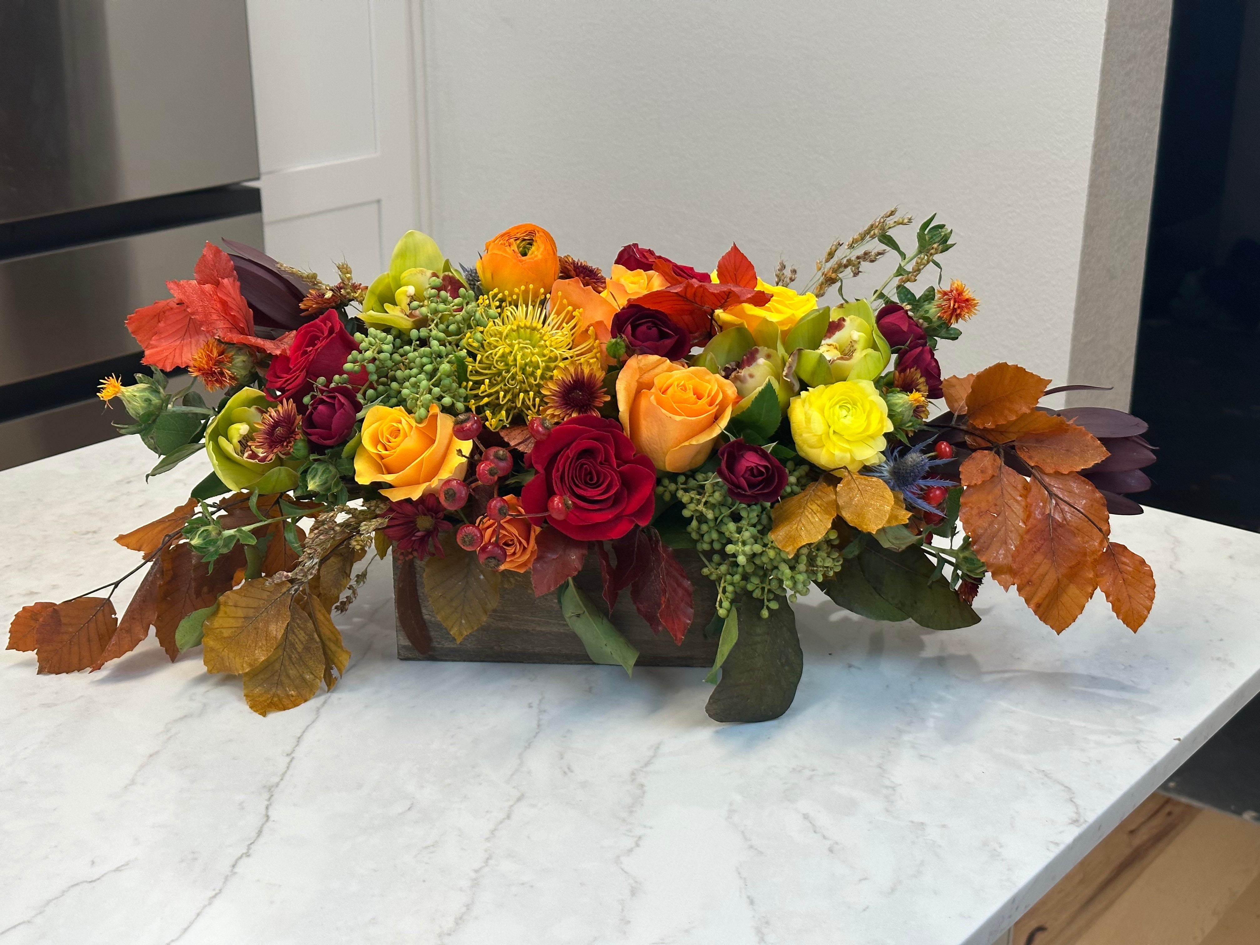 Low Profile Fall Table Centerpiece