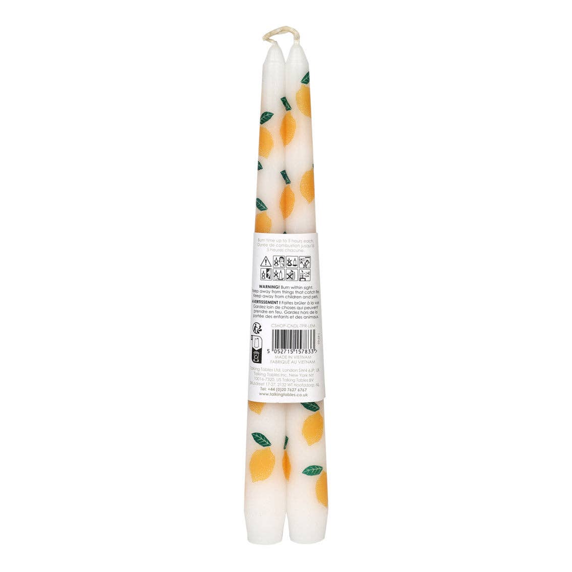 Talking Tables USA - Lemon Taper Dinner Candles | 2 Pack | Summer | Lemon Gifts |