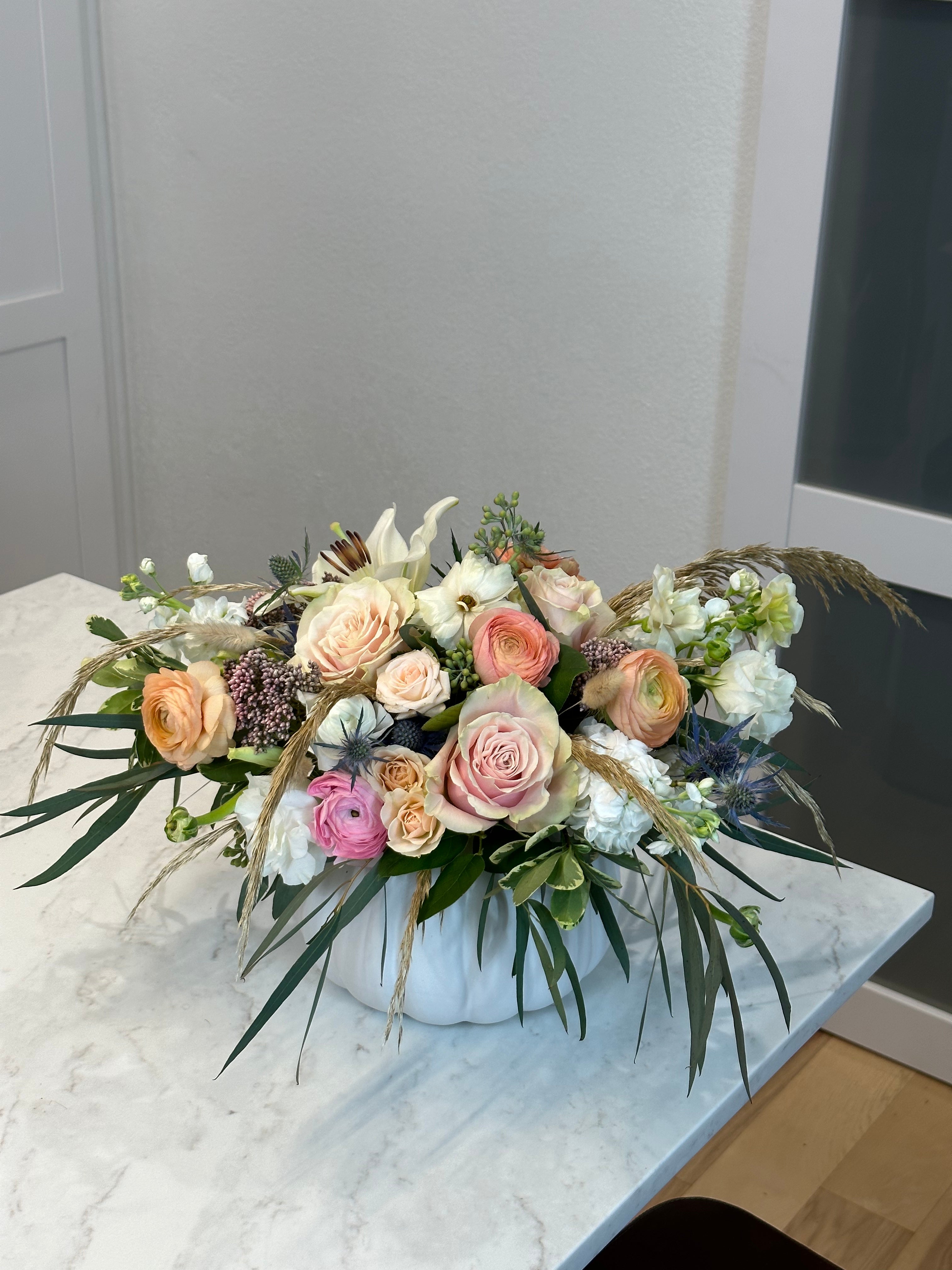 Seasonal Ceramic Pumpkin Centerpiece