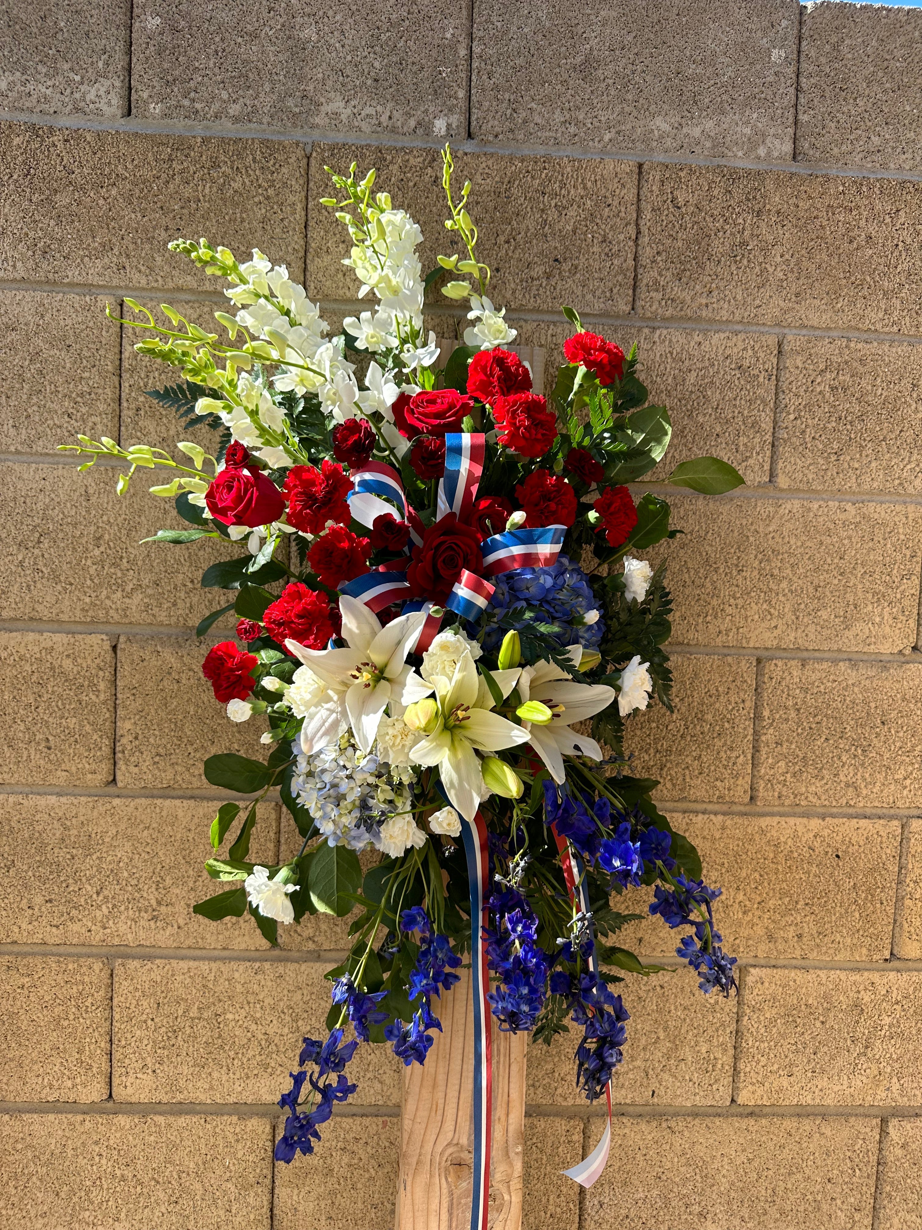 Sympathy Spray Red White and Blue