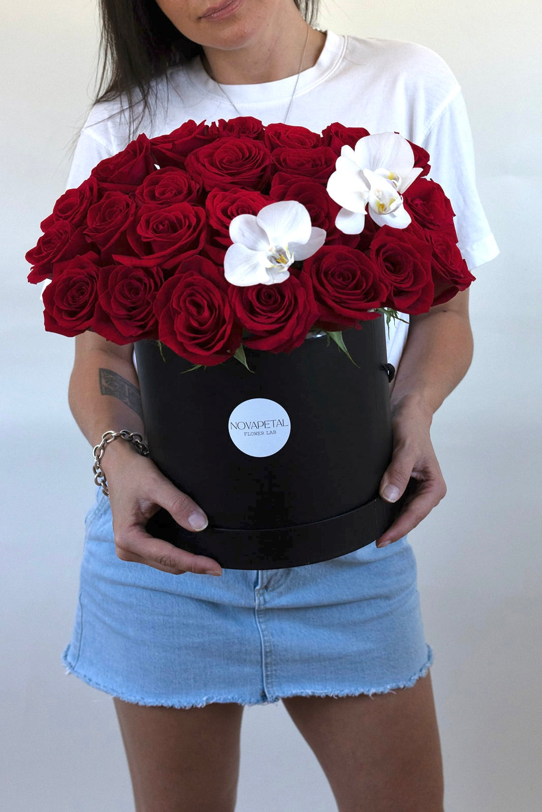 Signature Rose box with orchid