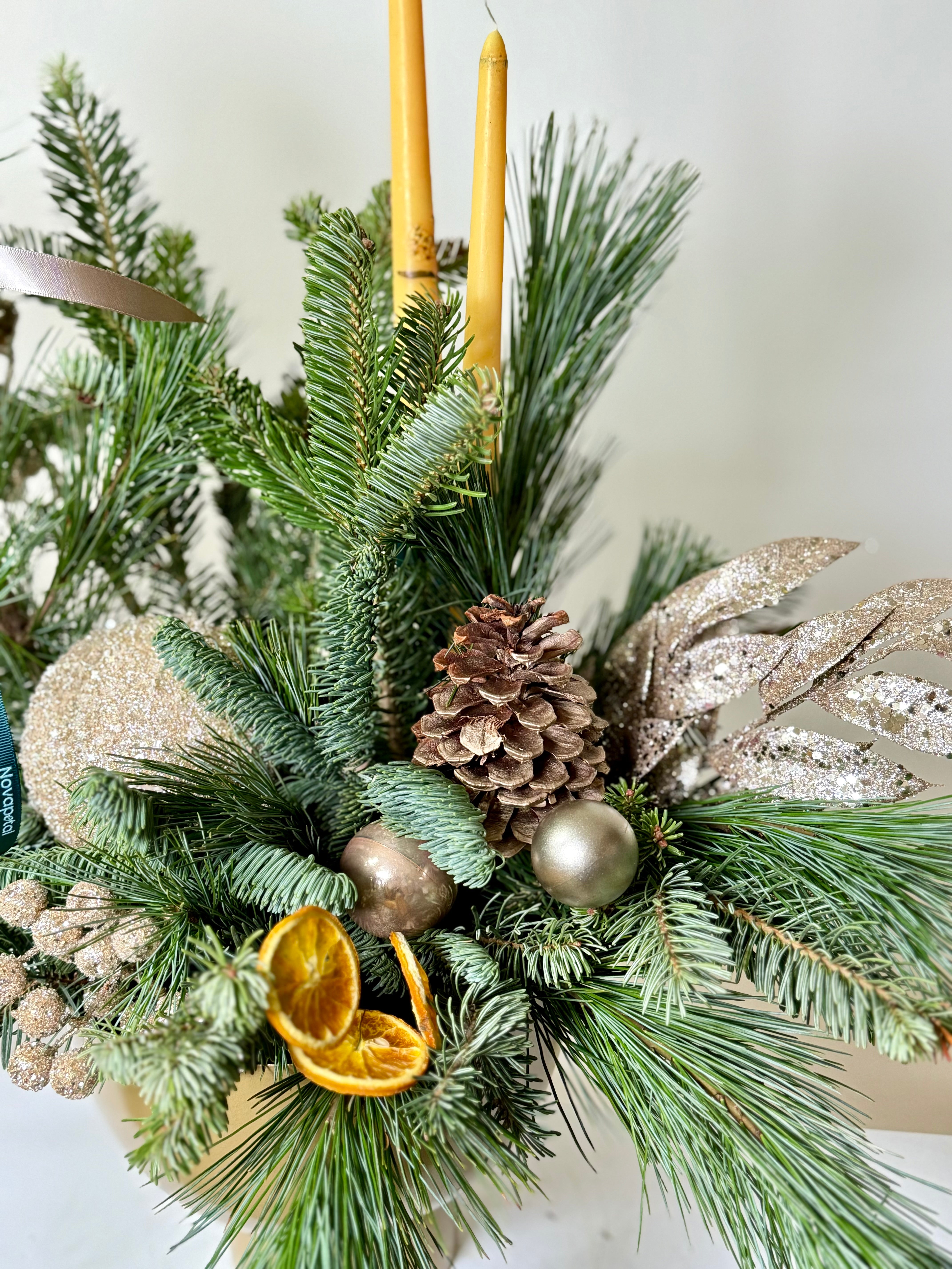 Golden Glow Winter Centerpiece