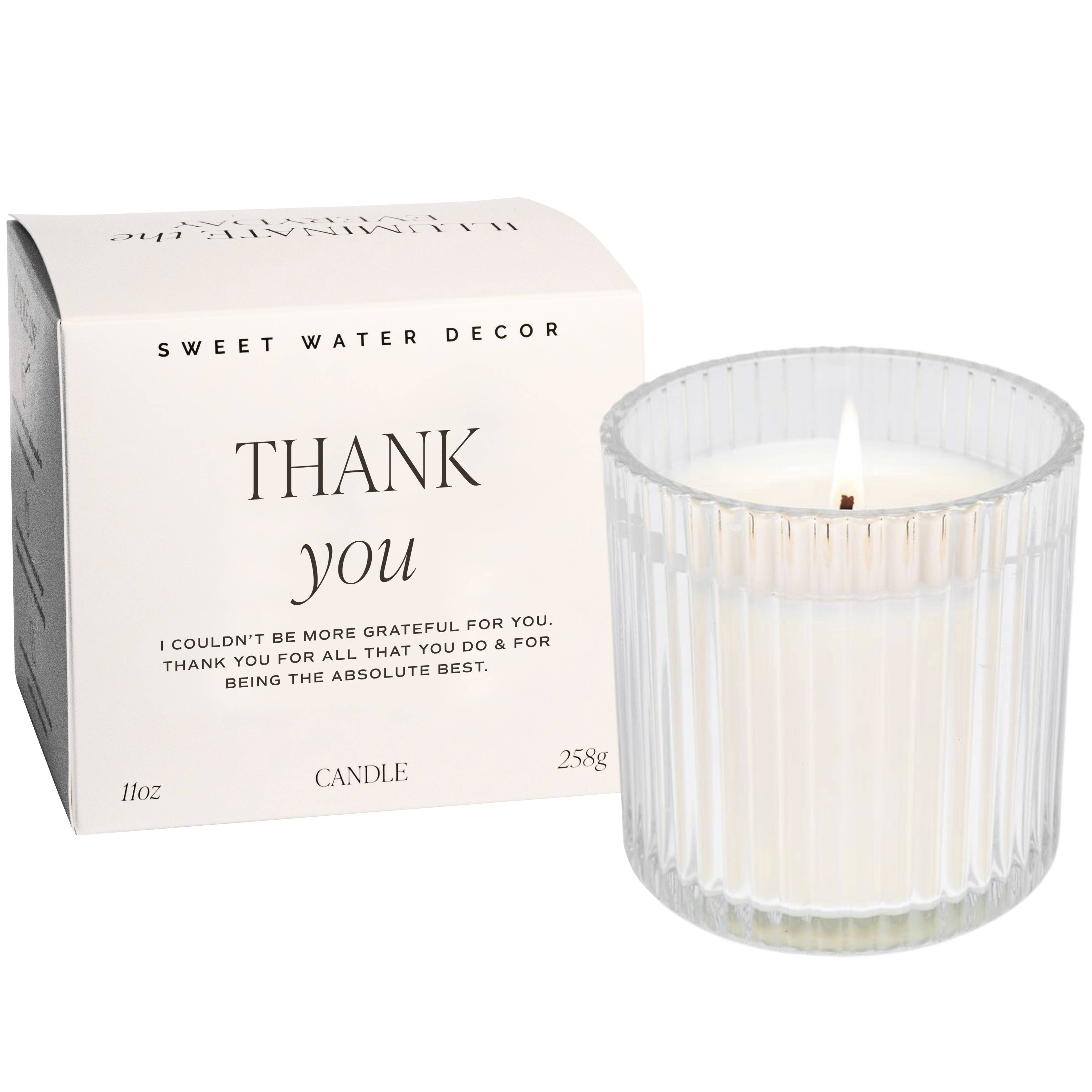 Thank You Soy Candle - Ribbed Glass Jar with Box