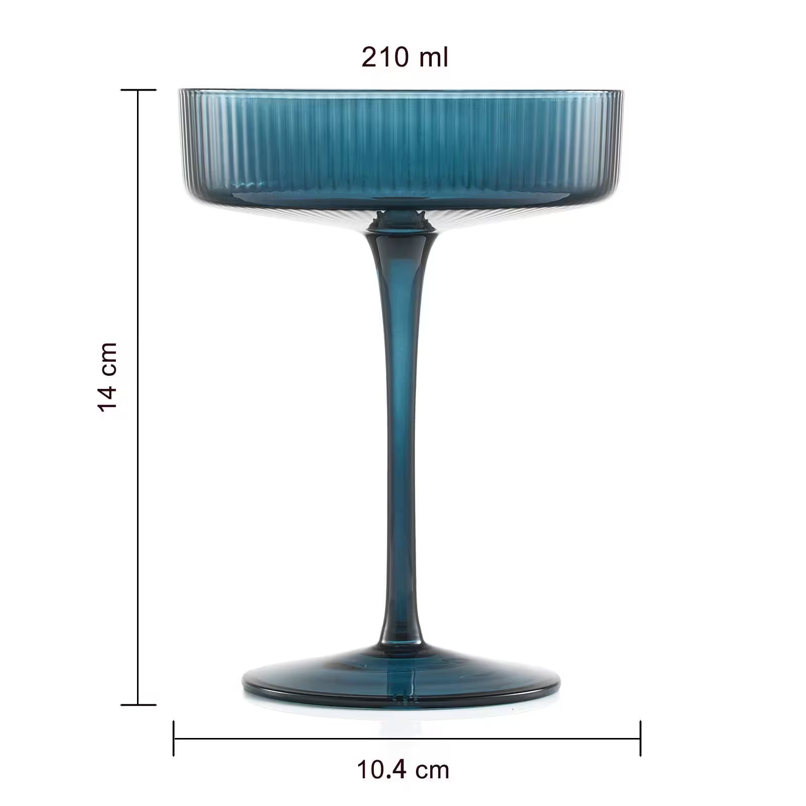 The Wine Savant / Khen Glassware - Art Deco Ribbed Pastel Coupe, & Cocktail Glasses - 1 piece