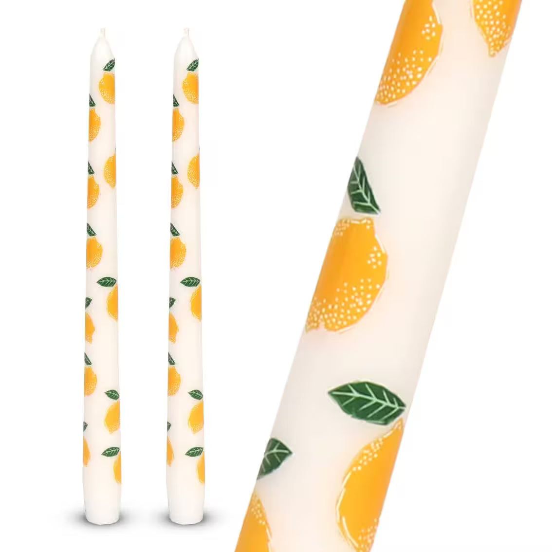 Talking Tables USA - Lemon Taper Dinner Candles | 2 Pack | Summer | Lemon Gifts |