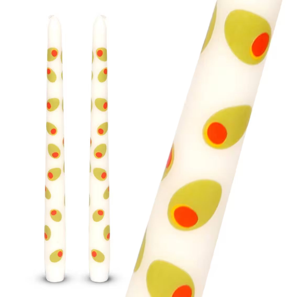 Talking Tables USA - Olive Taper Dinner Candles | 2 Pack | Summer Decor |