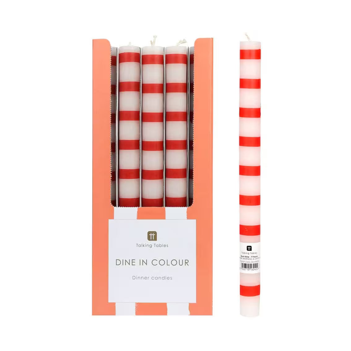 Talking Tables USA - Red & White Taper Candles | 25 Candles | POS Unit | Xmas |