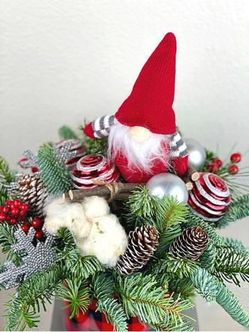 Hanging out with my "Gnomies"-Flower Lab-Center Piece,centerpiece,Christmas,Christmas Centerpiece,Christmas Holiday,holiday,Holiday Center Peace,Holiday Center piece,Holiday Centerpiece,perfect holiday gift,small holiday gift