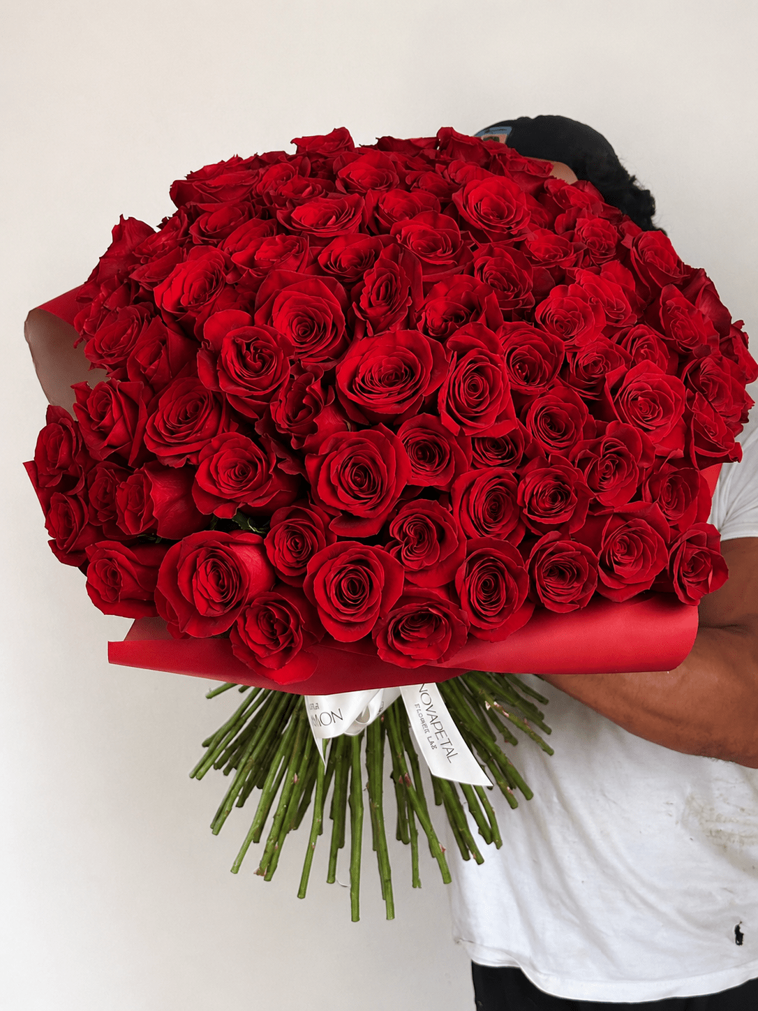 100 + Long stem Red Rose Bouquet 80cm