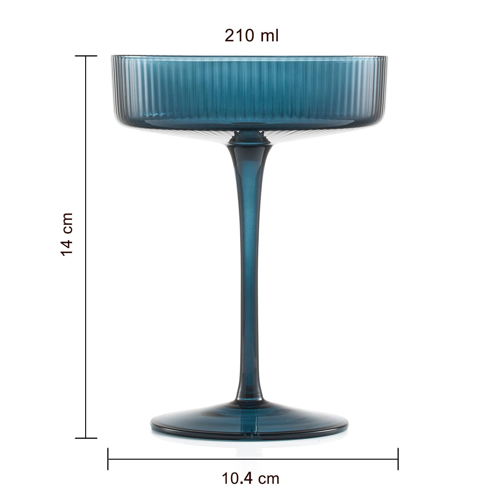 The Wine Savant /  Khen Glassware - Art Deco Ribbed Pastel Coupe, & Cocktail Glasses - 6 Set