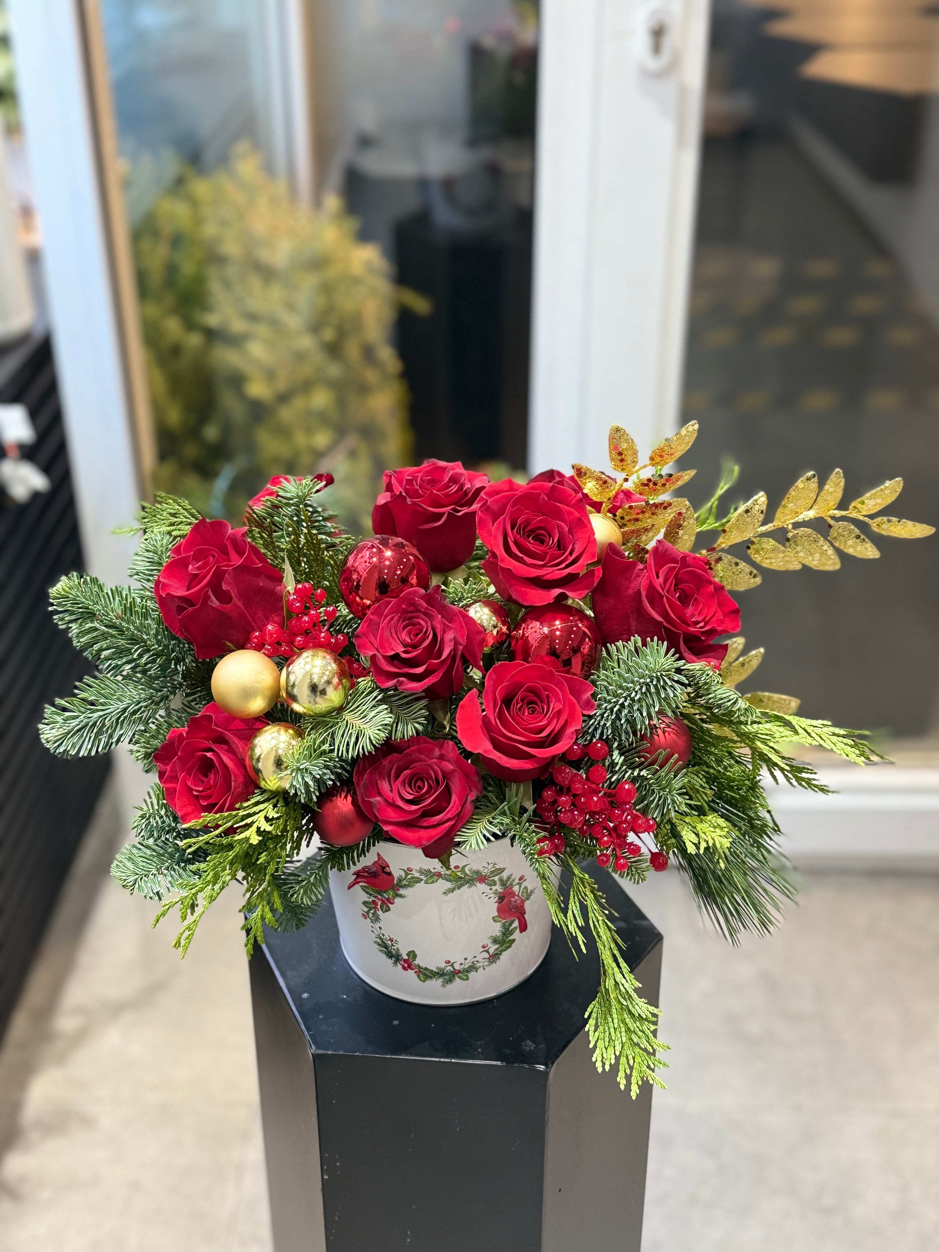 Holiday Bucket Of Roses