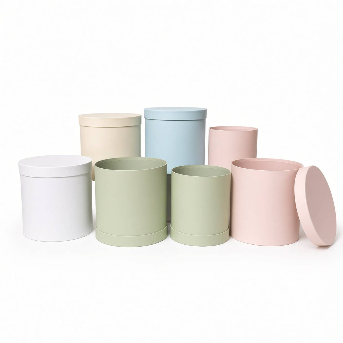 UNIKPACKAGING - Set of 2 Round Flower Gift Boxes with Lids, Pastel Collection, 9″ | W288 - Pastel Pink