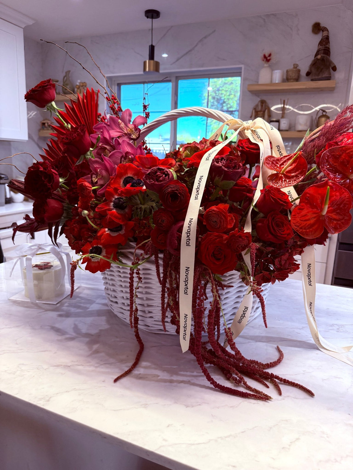 Passion bloom basket (designer choice red or red &blush)