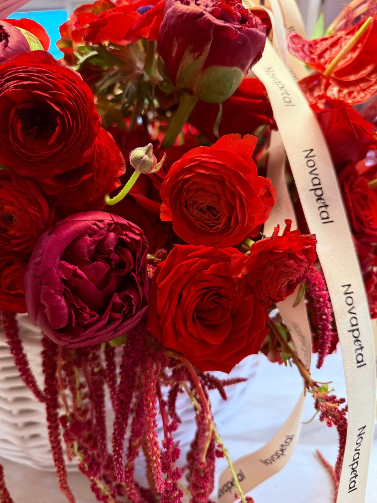 Passion bloom basket (designer choice red or red &blush)