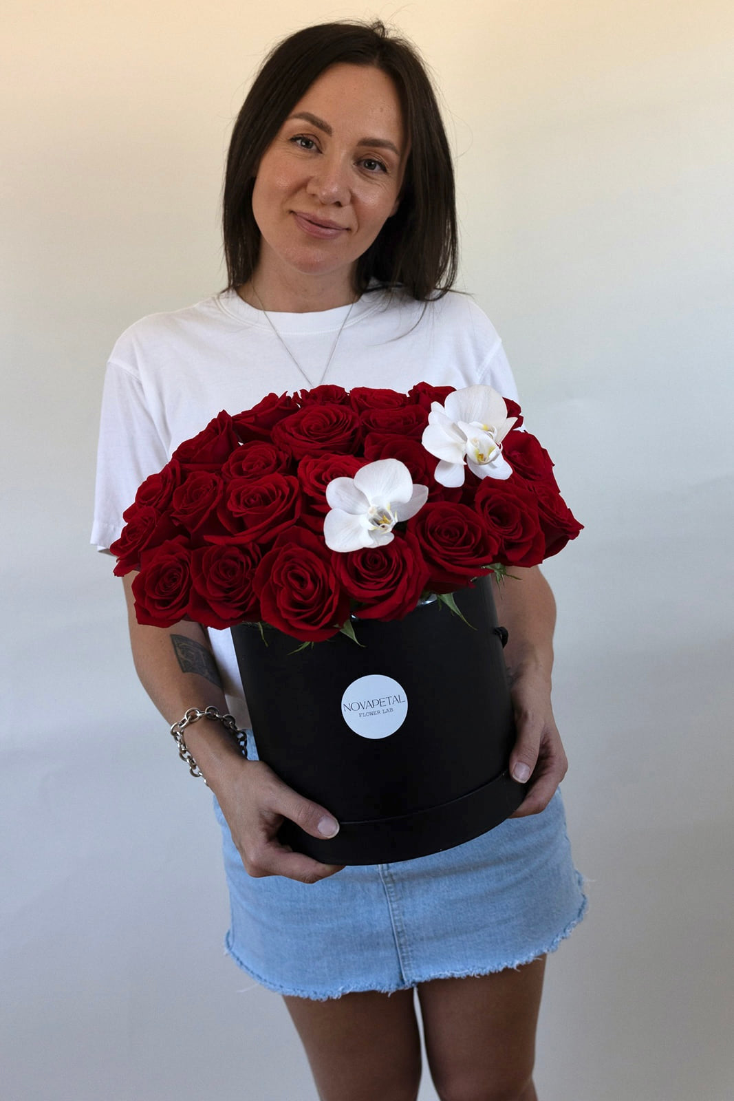 Signature Rose box with orchid