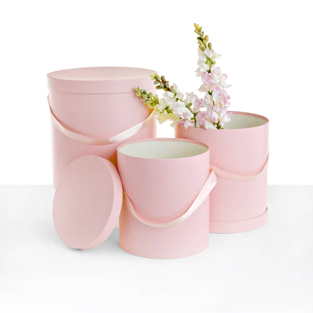 UNIKPACKAGING - Large Round Flower & Gift Boxes with Lids – Set of 3 pcs - Black