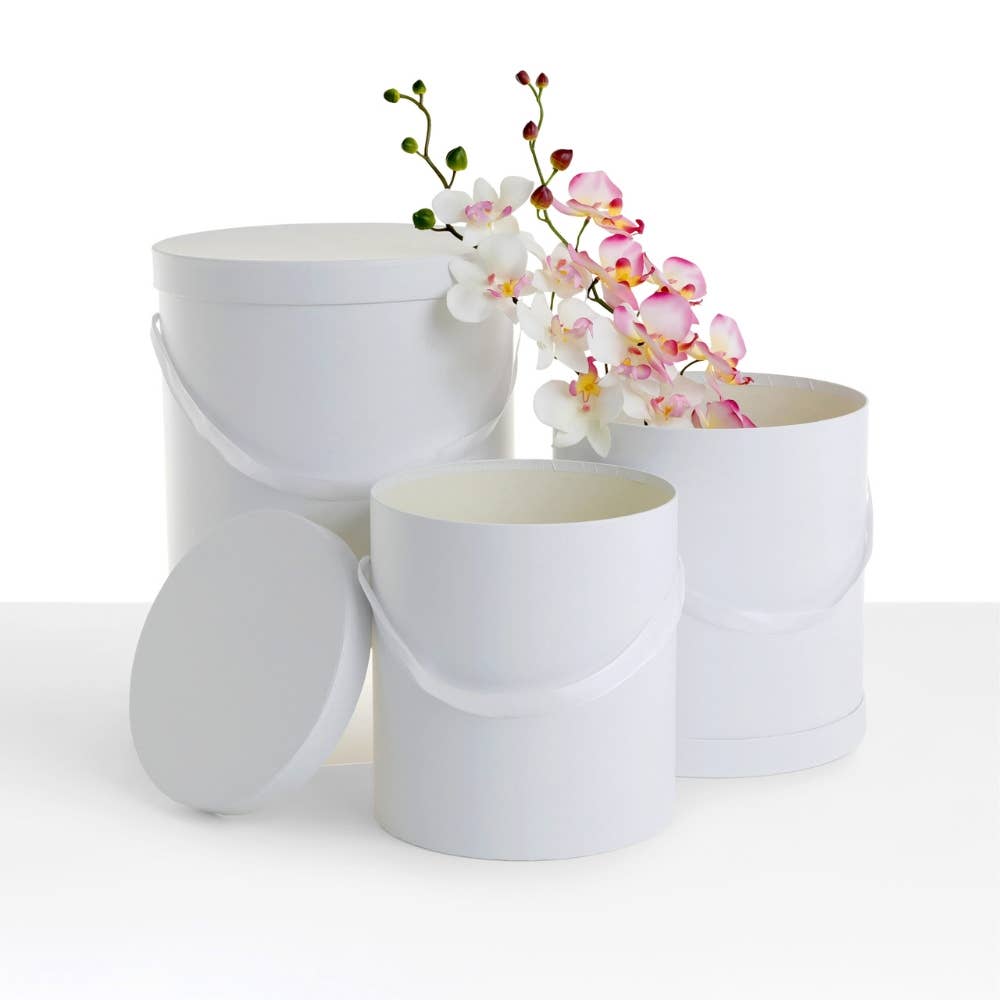 UNIKPACKAGING - Large Round Flower & Gift Boxes with Lids – Set of 3 pcs - Black