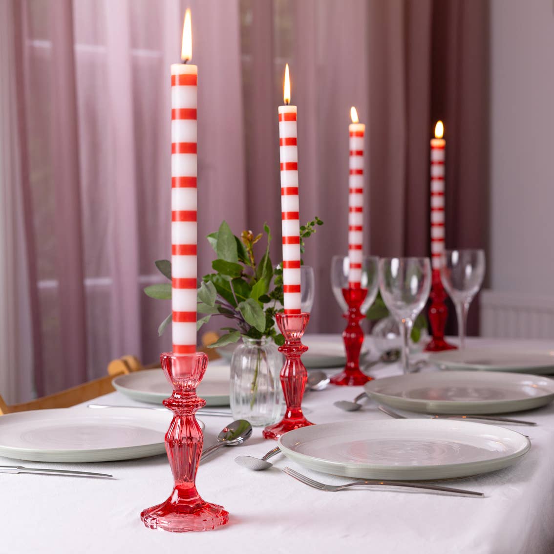 Talking Tables USA - Red & White Taper Candles | 25 Candles | POS Unit | Xmas |