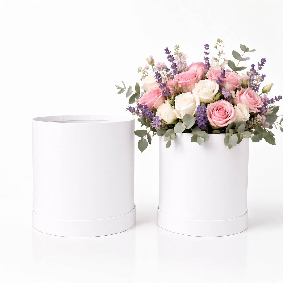 UNIKPACKAGING - Set of 2 Round Flower Gift Boxes with Lids, Pastel Collection, 9″ | W288 - Pastel Pink