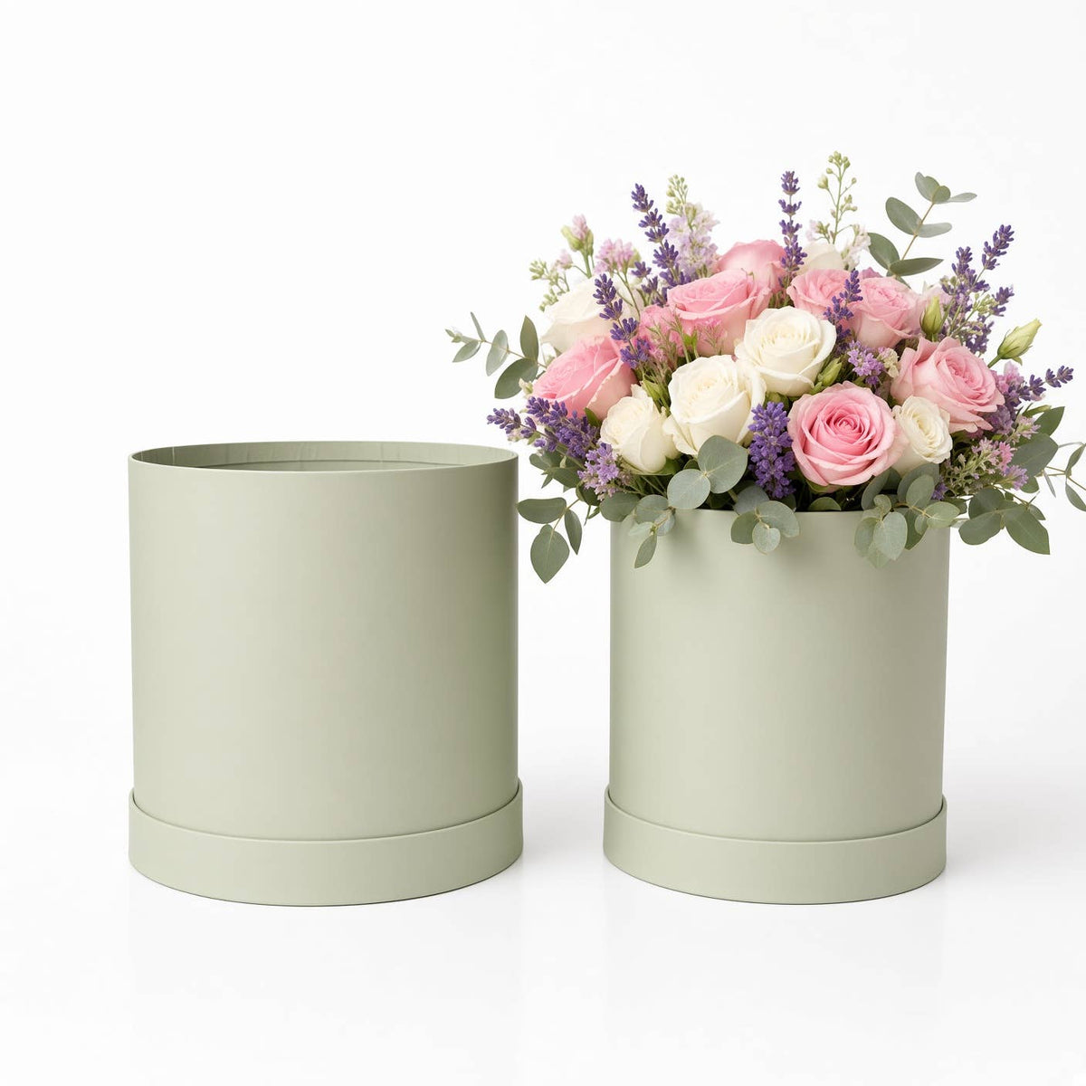 UNIKPACKAGING - Set of 2 Round Flower Gift Boxes with Lids, Pastel Collection, 9″ | W288 - Pastel Pink