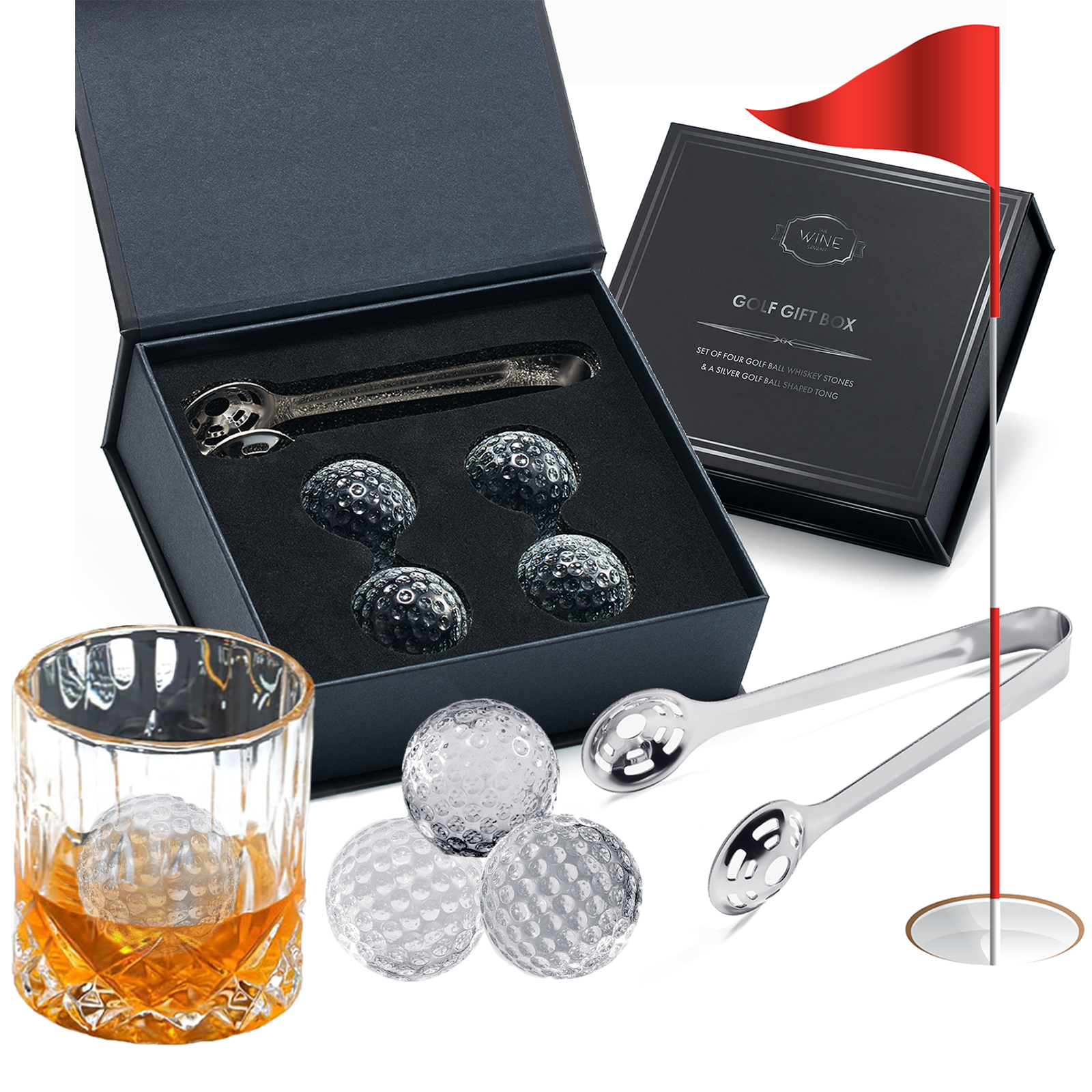 The Wine Savant /  Khen Glassware - Golf Ball Whiskey Coolers - Pack of 5 Gift Set