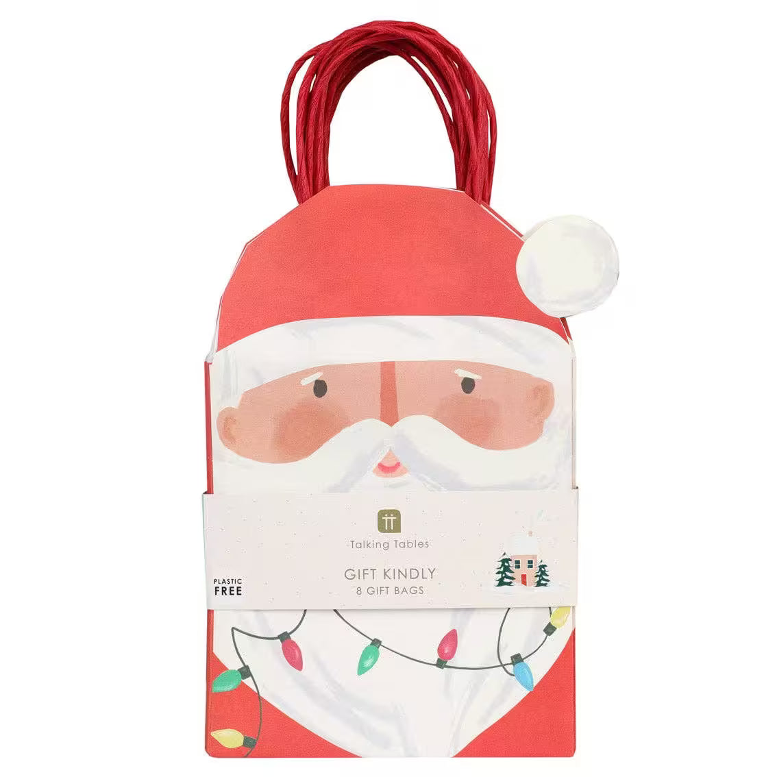 Talking Tables USA - Fun Santa Christmas Paper Gift Bags | 8 Pack |Holiday Decor|