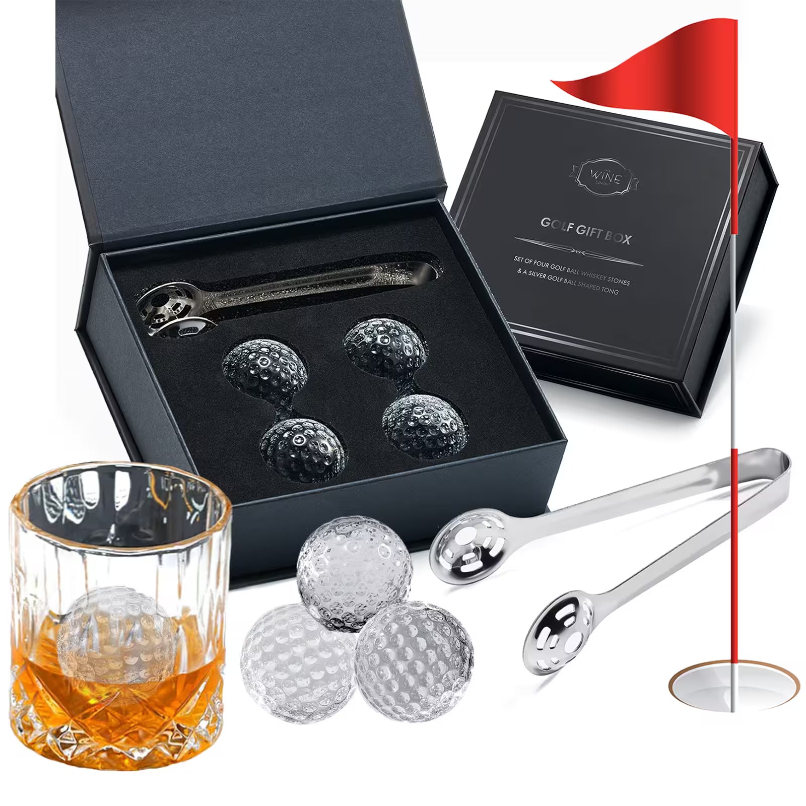 The Wine Savant /  Khen Glassware - Golf Ball Whiskey Coolers - Pack of 5 Gift Set