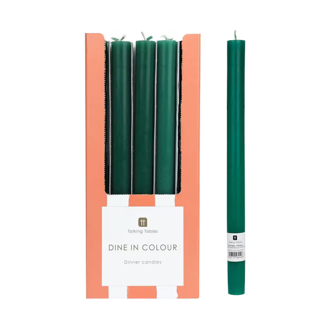 Talking Tables USA - Green Taper Candles | 25 Candles | POS Unit | Christmas |