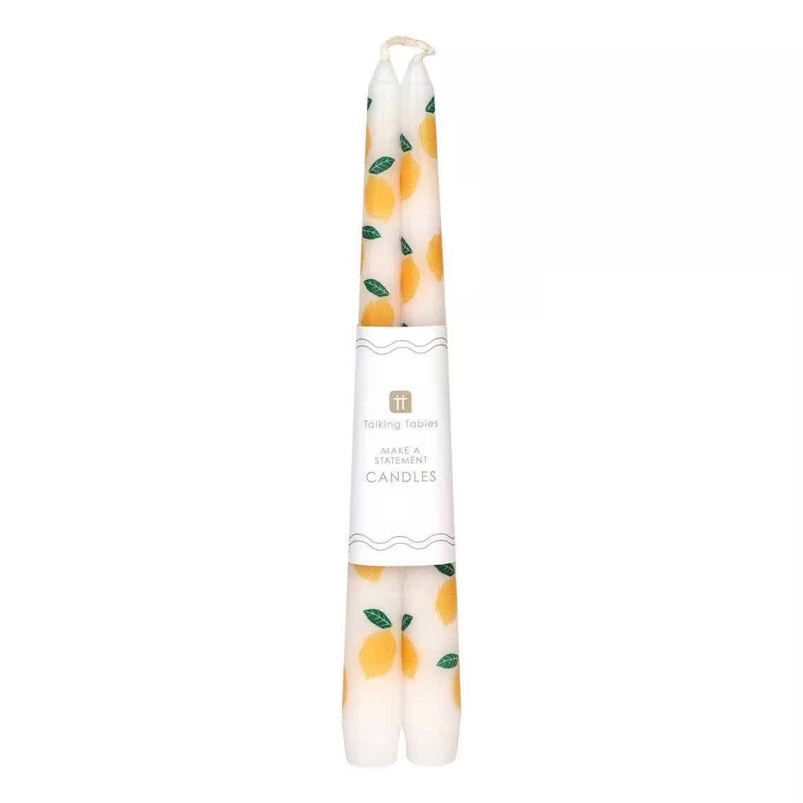Talking Tables USA - Lemon Taper Dinner Candles | 2 Pack | Summer | Lemon Gifts |
