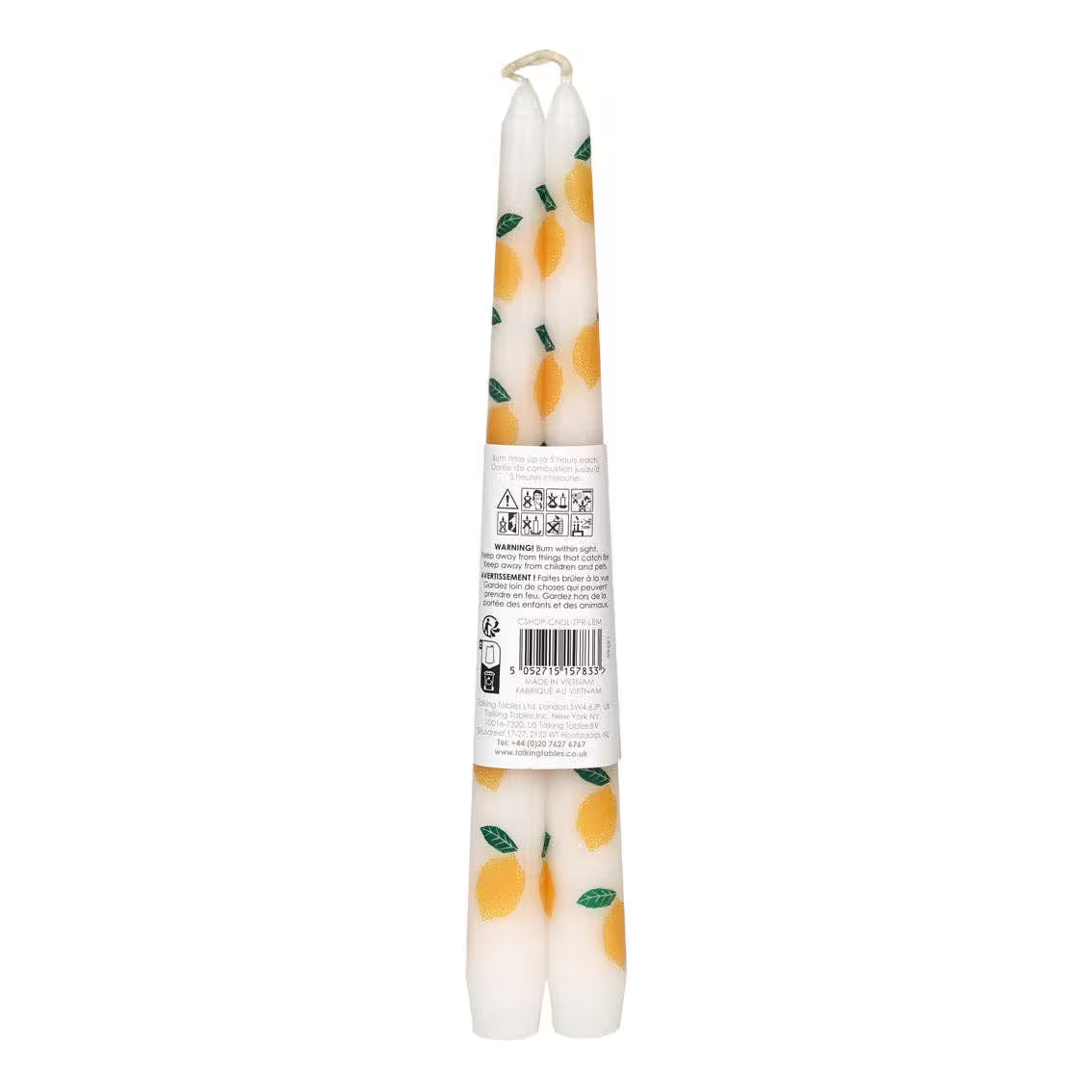 Talking Tables USA - Lemon Taper Dinner Candles | 2 Pack | Summer | Lemon Gifts |