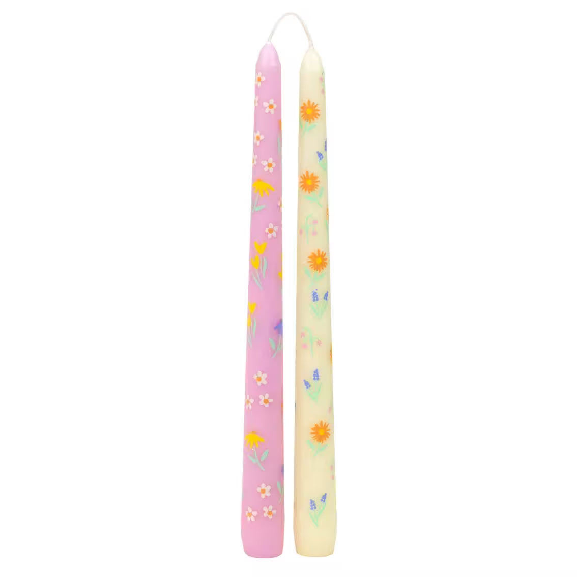 Talking Tables USA - Floral Yellow & Pink Taper Candles | 2 Pack | Summer Party |